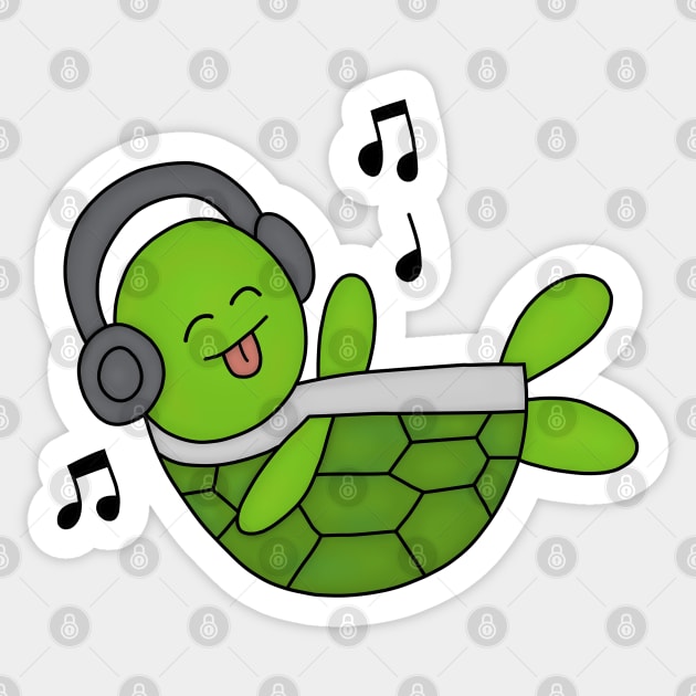 Green Turtle Jamming Out Sticker by pako-valor